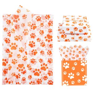 30 tissue paper sheets, 14x20 inch dog paw tissue paper gift wrap paper for gift bag packaging christmas wedding birthday party art diy crafts supplies (orange)