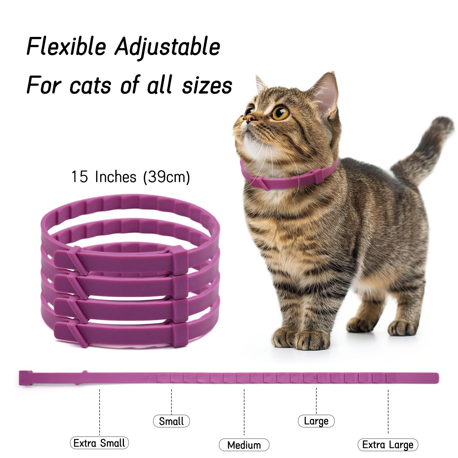 4 Pack Calming Collar for Cats, Cat Pheromone Calming Collar Stress and Anxiety Relief Lasts 30 Days Calm Collar Cat Adjustable Appeasing Calming Collar for Kitten Kitty Calm Collar Make Cat Relaxed