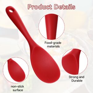 Hariendny Rice Scooper Spoon, 2PCS Rice Paddle, Red Silicone Rice Scooper, Non Stick Heat Resistant Rice Spatula, Rice Cooker Parts, Kitchen Supplies for Rice, Suitable for Rolling and Scooping Food