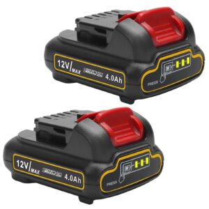 tenmoer 2 pack dcb120 12v 4.0ah battery compatible with dewalt 12v max battery replacement for 12v dewalt battery