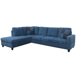 LostCat 103" W Sectional Couches for Living Room Couch Set, Flannel Modular Sectional Sofa for Living Room Furniture Sets, L Shaped Couch, Modular Couch Sofa Set for Living Room Sets Furniture, Blue