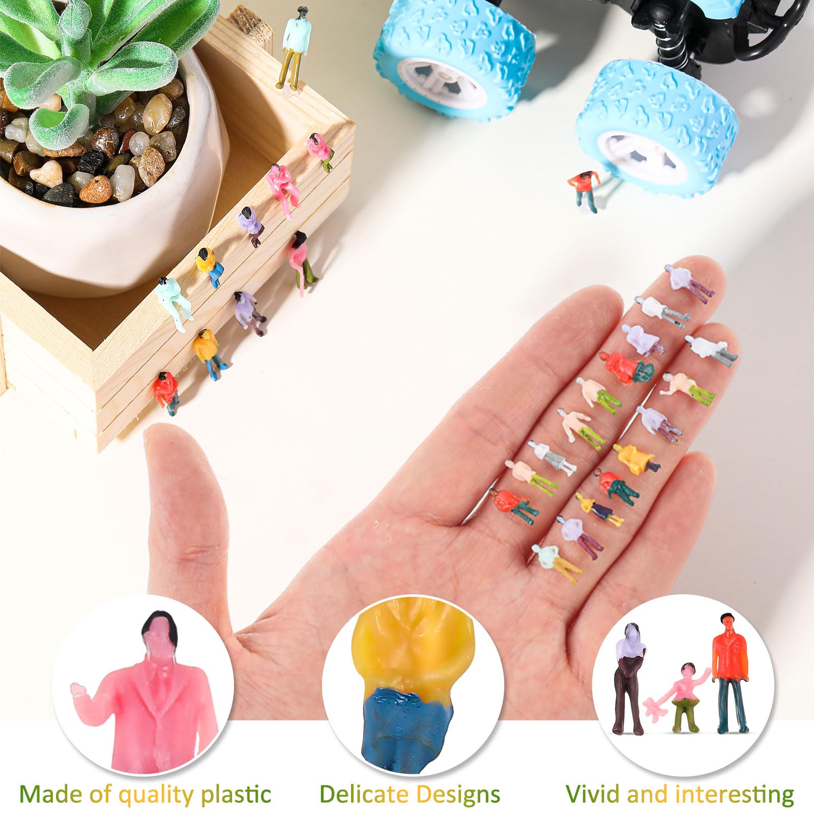 Namalu 100 Pcs Mini People Figurines 1: 150 Scale Architectural Painted Tiny People Model Sitting and Standing Plastic Miniature People Assorted Poses Model Trains for Miniature Scenes