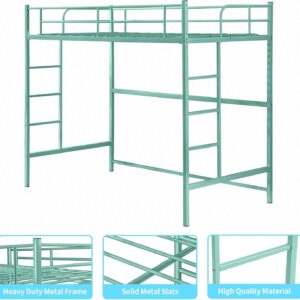 Pipleo Loft Bed Twin Size, Multifunctional Twin Size Loft Bed Frame with Safety Guardrail and Ladder, Space-Saving, Loft Beds for Juniors and Teens, No Box Spring Needed