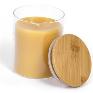 BeeTheLight Beeswax Jar Candle - 100% Pure USA Bees Wax in Glass Container - All Natural Light Honey Scent