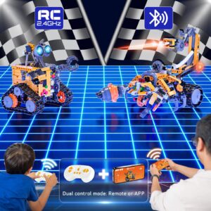 Demkia Robot Toys Building Set for Kids and Adults, Rechargeable 4-in-1 Remote & APP Controlled RC Wall Robotics Kit STEM Toys, Christmas Birthday Gifts for Boys Ages 6 7 8-12 (588 Pcs)