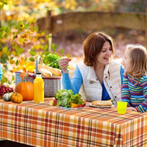 HAKOTI 3Pieces Fall Decorations Plaid Tablecloths, 54 * 108 Inches Orange Plaid Fall Tablecloth Disposable Plaid Fall Disposable Table Cover, Fall Plaid Table Cloth for Fall Thanksgiving Party