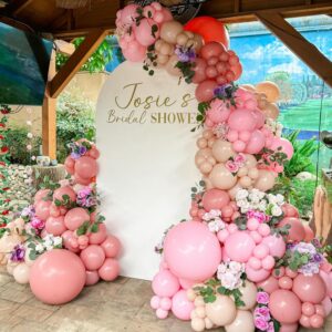 147Pcs Boho Dusty Rose Pink Balloon Arch Garland Kit Neutral Nude Mauve Pastel Pink White Sand Ivory White Balloons for Girls Baby Shower Bridal Shower Birthday Wedding Party Decorations