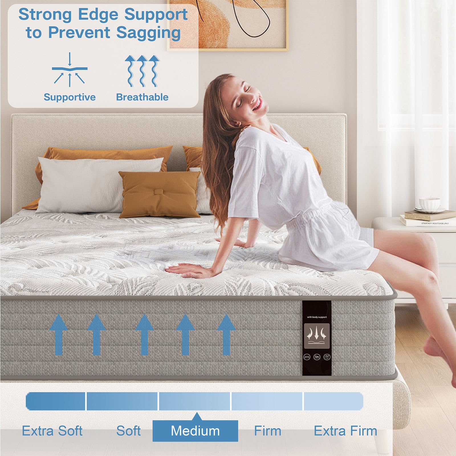 Yuewanshun Twin Size Mattress, 12 Inch Hybrid Twin Mattress in a Box with Gel Memory Foam, Pocket Spring Twin Bed Mattress for Kids, Pressure Relief, Medium Firm Feel, CertiPUR-US, 39"*75"*12"