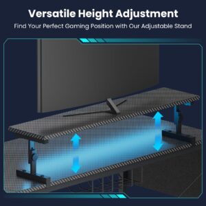 DOMICON 52 Inch L Shaped Gaming Desk with DIY Pegboard, Computer Desk with Monitor Stand, Power Outlets & LED Lights, Reversible Office Desk