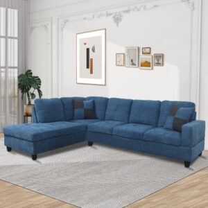 lostcat 103" w sectional couches for living room couch set, flannel modular sectional sofa for living room furniture sets, l shaped couch, modular couch sofa set for living room sets furniture, blue