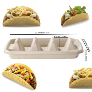 20 PCS Disposable Taco Holders, COKUMA Taco Bar Serving Set for a Party, Taco Plates with Dividers, Taco Plates Tray Stand for 3 Tacos, Taco Tuesday