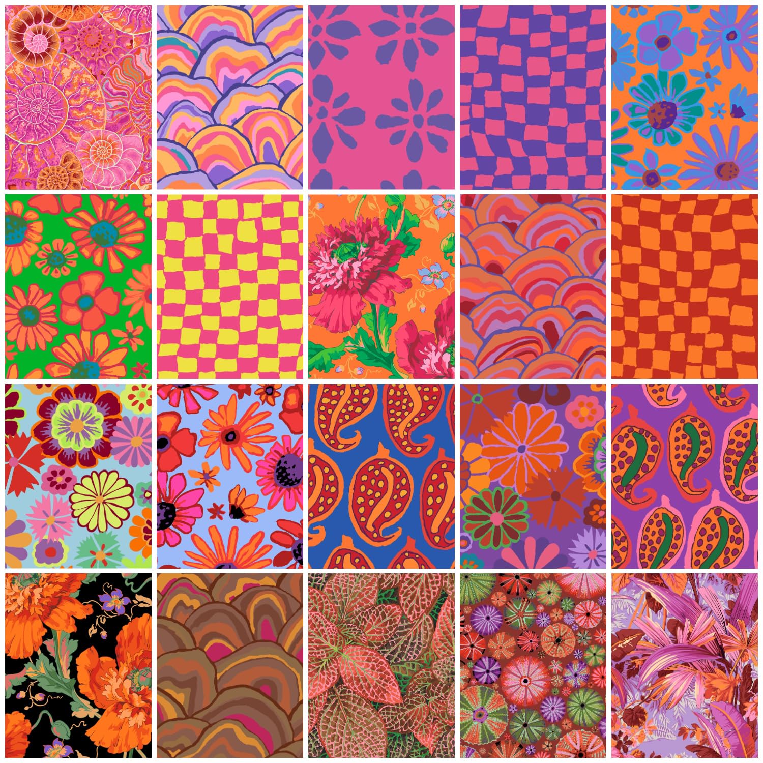 Kaffe Fassett Collective August 2024 Hot 10" Squares 42 10-inch Squares Layer Cake FreeSpirit