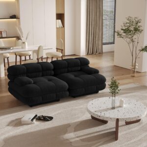 wjshome modular sectional couch for living room, inline sofa couch,73.23" minimalist sofa couch,lovesofa deep seat couch deep seat (black, 2 seater)