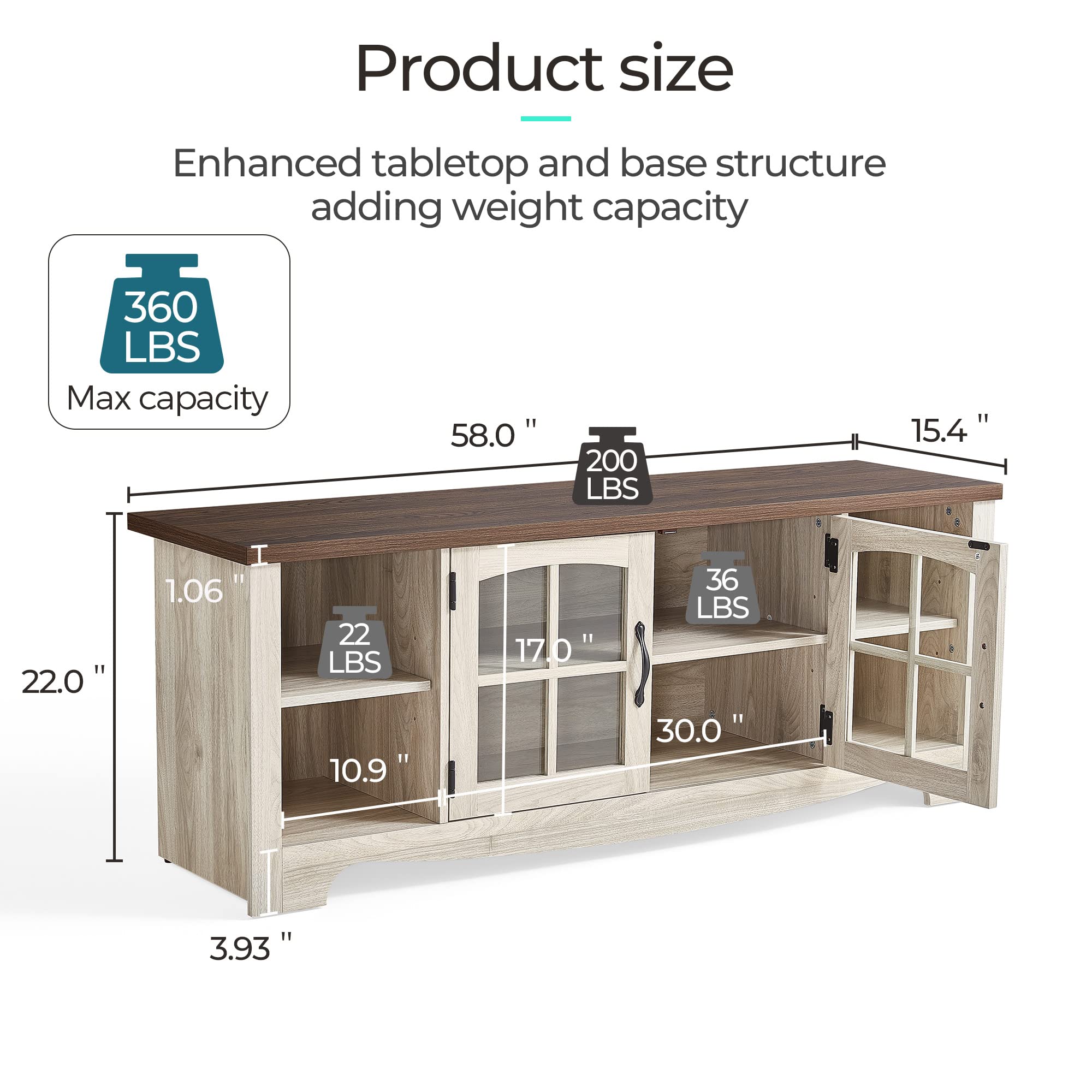 LINSY HOME Living Room Table Sets 4 Piece with TV Stand, Farmhouse TV Stand for 65 Inch TV, Coffee Table with Drawers, Two End Table with Charging Station, Washed Gray