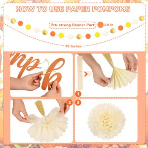 Kriyokiaa Little Pumpkin Baby Shower Decorations 14 Pcs Fall Baby Shower Decorations with A Little Pumpkin Is On The Way Banner, Tissue Pom-Poms, Paper Lantern