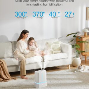 GoveeLife Smart Humidifier for Bedroom Large Room, 4.5L Cool Mist Top-Fill Humidifiers with Scent Diffuser & Night Light, Voice & App Control, Dual 360° Rotation Nozzles, Handle Design, Auto Shut Off