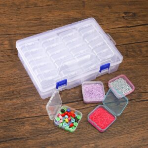 doovide Bead Organizer Box, 24 PCsPieces Small Storage Containers,Mini Clear Cute Bead Storage organizer with Lids and Rectangle Clear Craft Supply Case