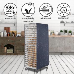 Simingxi Sheet Pan Rack/Bun Pan Rack Cover with Zipper,Fit 20 tier Bread Rack Cover with Vents, 23"X28"X64" Bakers Rack Cover with Transparent Window, Bread Rack Cover for Waterproof and Dustproof