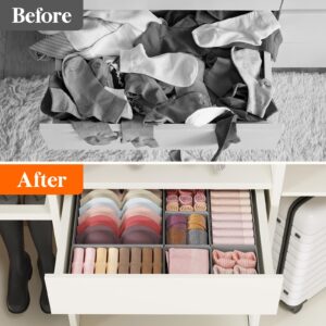 Lifewit Drawer Organizer Clothes for Closet 16 Pack, 3 Sizes Underwear Wardrobe Drawer Dividers, Fabric Foldable Dresser Storage Organizer Bins for Sock, Bra, Lingerie, Undies, Grey