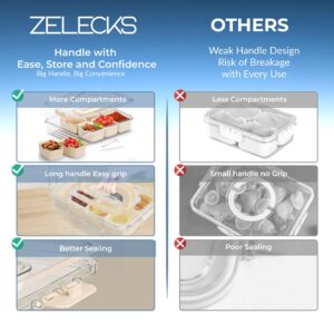 ZELECKS Portable Snackle Box Container - Snackable Box Organizer with 8 Big Compartments for Fruits, Veggies, Nuts, Candies and Snacks