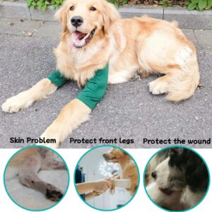 Dog Recovery Suit Front Legs,Dog Recovery Sleeve,Dog Recovery Sleeve After Surgery for Female Male,Soft Dog Joint Leg Sleeves After Surgery,Dog Cone Alternative to Stop Licking Leg Wounds,Green,2XL