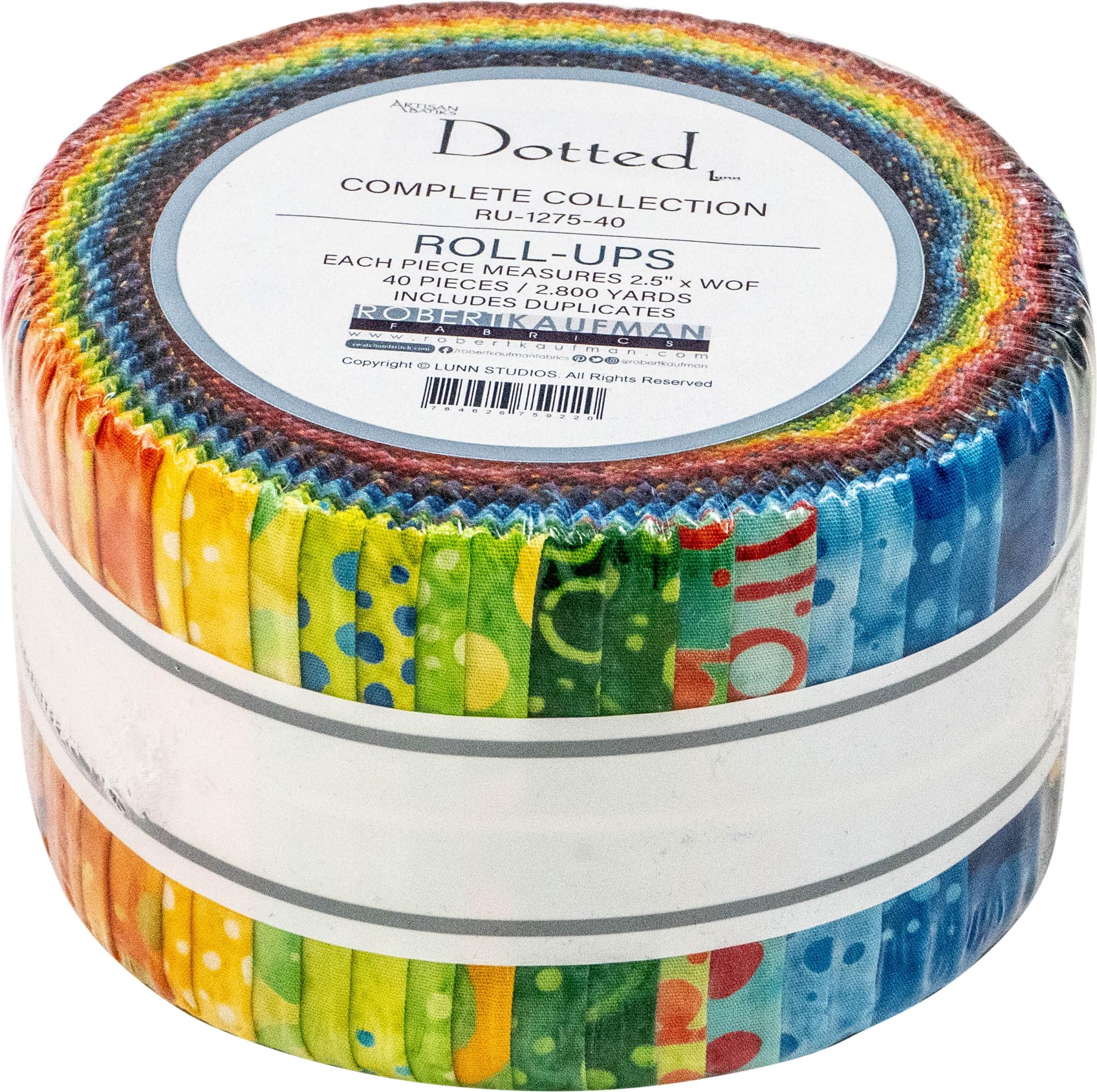 Lunn Studios Artisan Batiks Dotted Roll Up 40 2.5-inch Strips Jelly Roll Robert Kaufman RU-1275-40