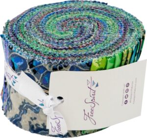 kaffe fassett collective august 2024 cool design roll 40 2.5-inch strips jelly roll freespirit