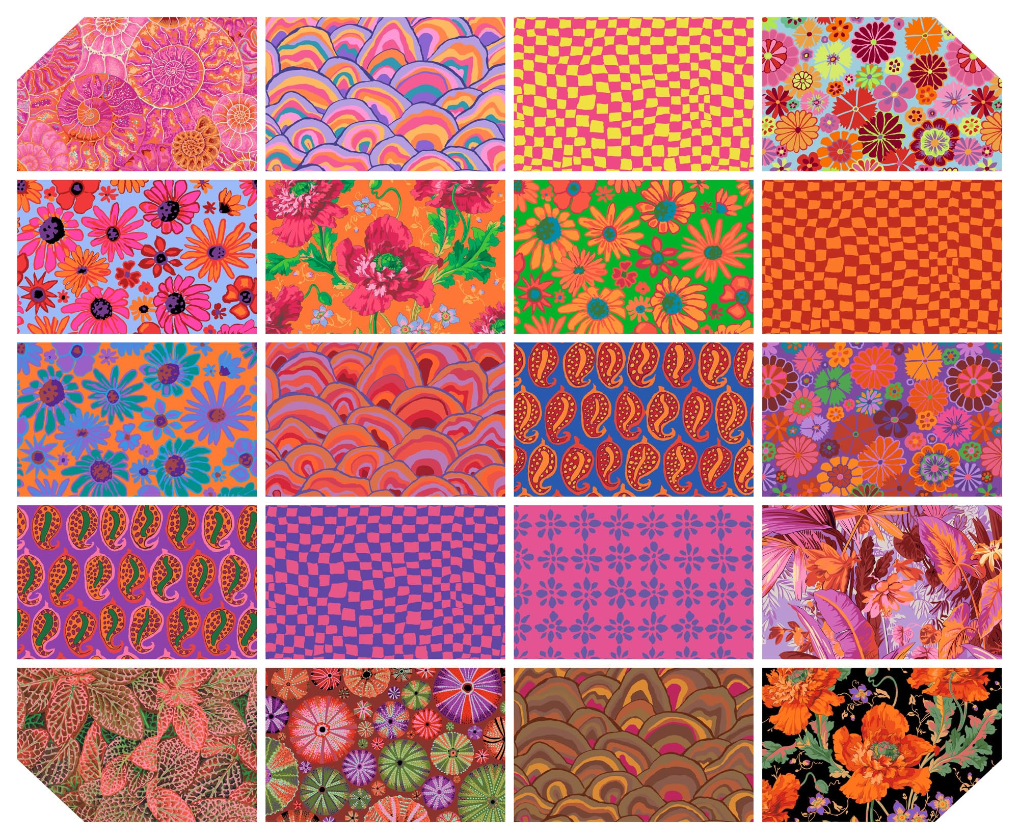 Kaffe Fassett Collective August 2024 Hot Charm Pack 42 5-inch Squares FreeSpirit Fabrics