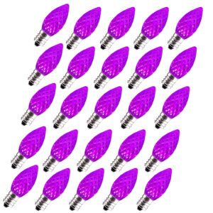 25 pack replacement c7 led halloween light bulbs shatterproof c7 led light bulbs 1w mini bulb candelabra e12 base decor purple light bulbs, string lights, window candle indoor outdoor