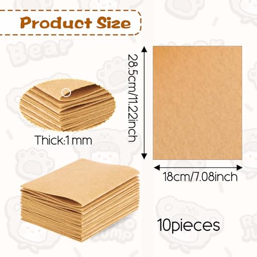 10 Pcs Brown Felt Sheets 7"x11.2" Felt Fabric for Crafts Squares Felt Fabric Sheets Thick Brown Fabric Non-Woven Felt Fabric for Halloween Christmas DIY Patchwork Sewing Craft Decorative Projects