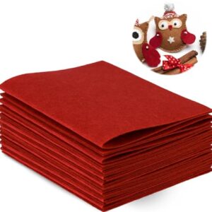 10 Pcs Red Felt Sheets 7"x11.2" Felt Fabric for Crafts Squares Felt Fabric Sheets Thick Red Fabric Non-Woven Felt Fabric for Halloween Christmas DIY Patchwork Sewing Craft Decorative Projects