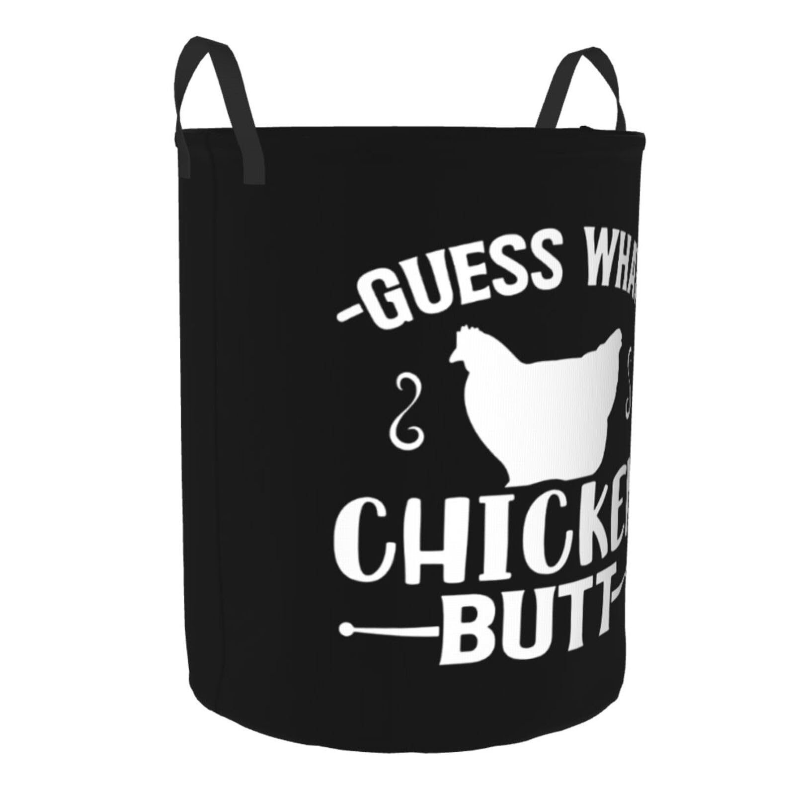 Guess Whats Chicken Butt Clothes Hamper Dirty Clothes Storage Basket Foldable with Handles Laundry Basket, for Bedroom, Bathroom Small