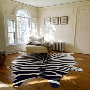 tumbleweed velvet black, ivory & beige synthetic zebra rug - luxurious zebra print rug available in multiple sizes for versatile decor - large 6' x 8'