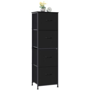 ebeneze dresser for bedroom with 4 storage drawers, 51" tall fabric closet chests organizer tower furniture with wooden metal frame for clothes, kids, hallway, entryway, small space, black