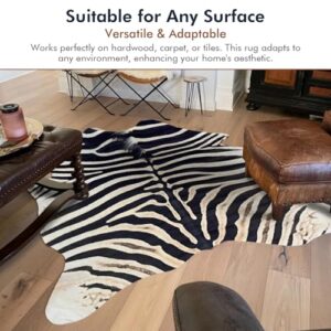 Tumbleweed Velvet Black, Ivory & Beige Synthetic Zebra Rug - Luxurious Zebra Print Rug Available in Multiple Sizes for Versatile Decor - Large 6' x 8'