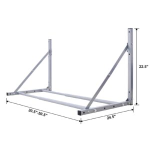 ZeHuoGe Wall-Mounted Folding Tire Storage Loft Rack, 30.5 to 50.5 Inches Wide, Supports 300 Pounds and Folds Flat, Grey