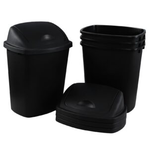 eudokkyna 4 pack 25 liter swing top trash can, plastic kitchen garbage can, black