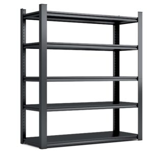 xmlyec 72" h 5 tier metal shelves for storage garage shelving 2000lbs heavy duty storage shelves adjustable garage shelf industrial shelving unit storage utility rack,47.2" w*23.6" d*72" h,black