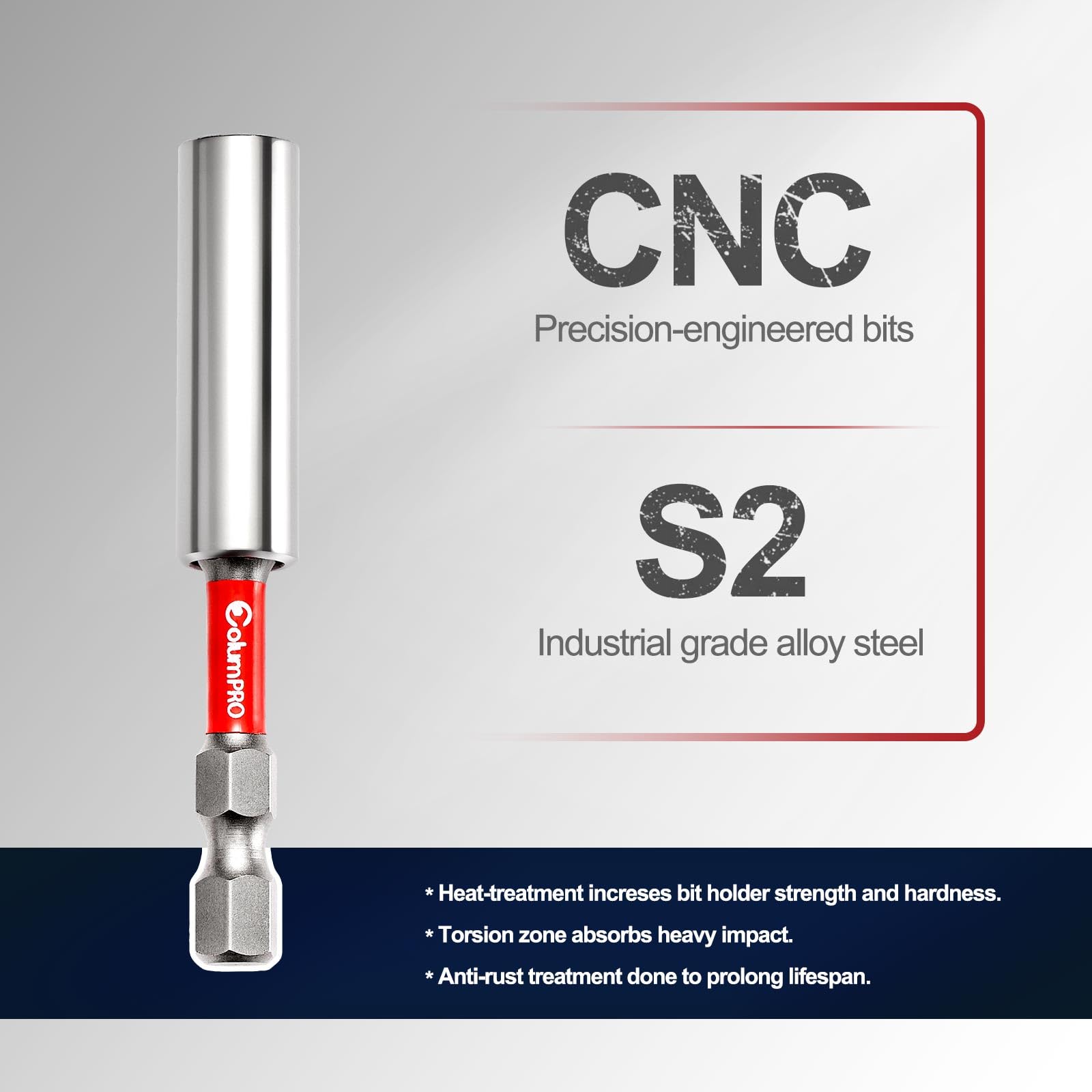 ColumPRO 2PCS 12inch Magnetic Drill Bit Extension Holder For Impact Driver,1/4" Hex Shank S2 Steel Magnetic Screwdriver Extension,Drill Bit Extender