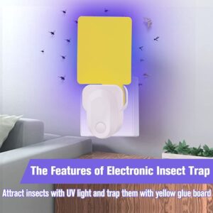 2 Pack Fly Trap Indoor, Gnat Traps for House Indoor, Electronic Flying Insect Traps Plug in, Bug Catcher, Fruit Flies, Gnats, Moths Killer for Safer Home with Night 10 Glue CardsST07