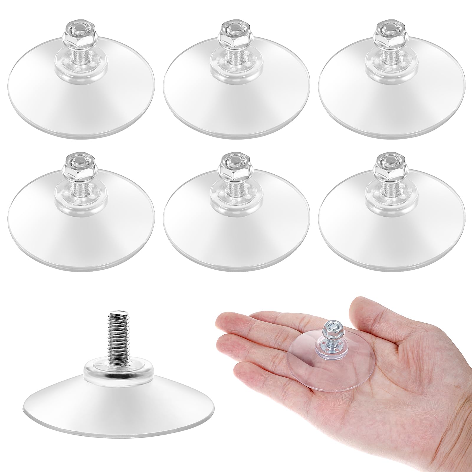 6Pcs Strong Thickened Sucker Suction Cup Table PVC Sucker Pads Clear PVC Sucker Pads Round Threads Suction Cups Extra Strong Adhesive Glass Suction Holder for Outdoor Kitchen Bathroom Window