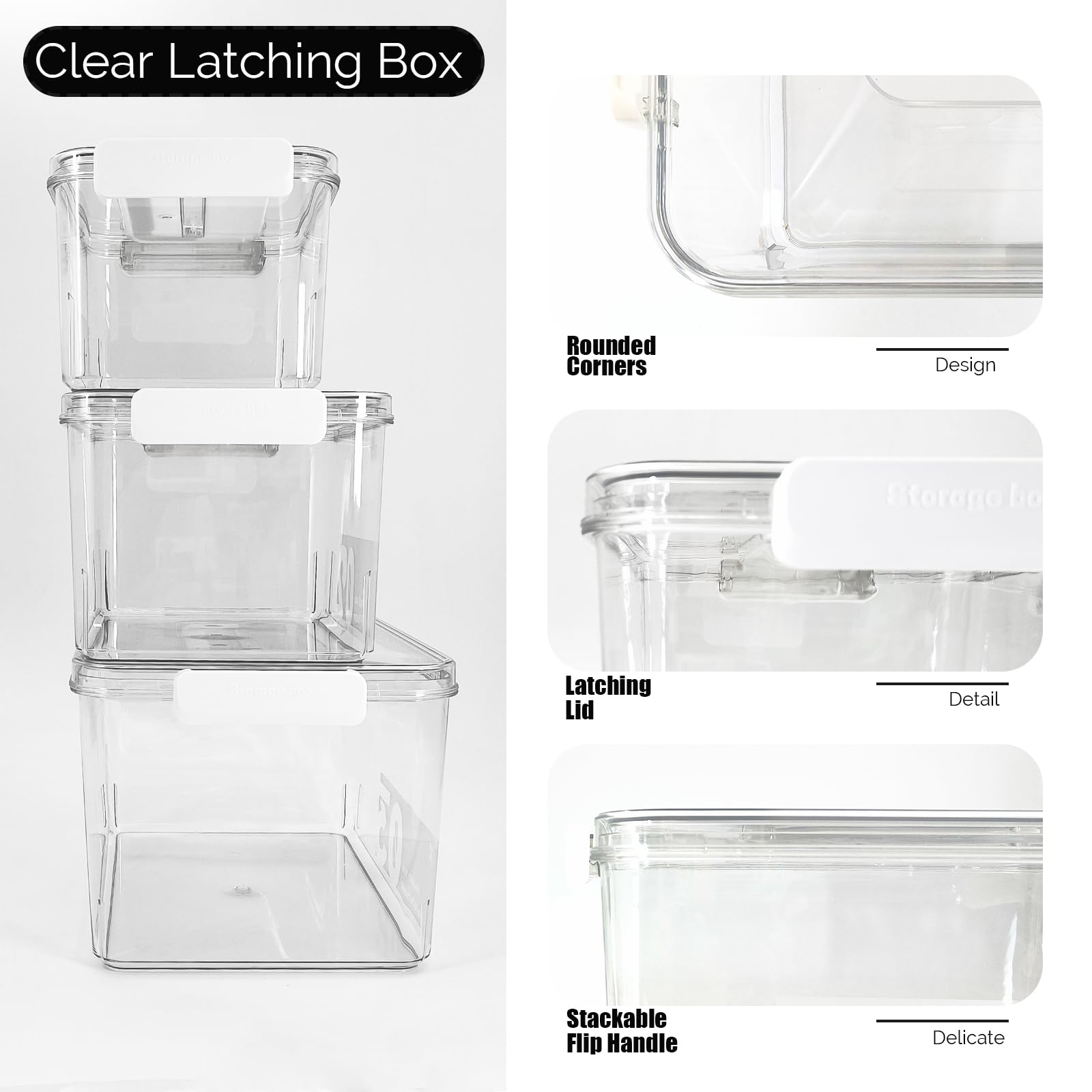 RETRONLY Clear Latch Boxes for Storage - 9 Qt Plastic Storage Containers with Lids, Clear Bins for Storage & Organizer, Storage Bins with Handle(36 QT, 4 Pack)