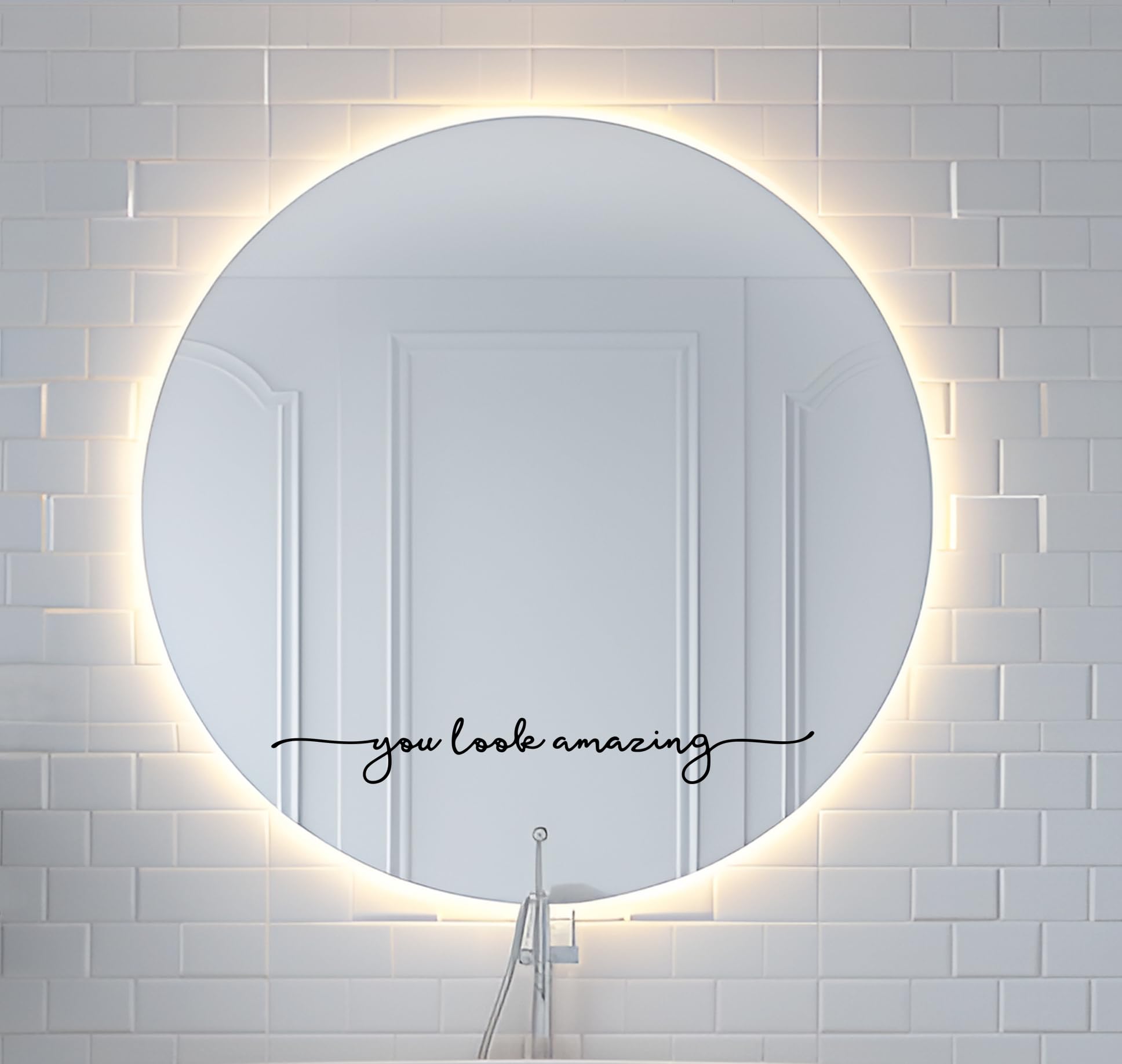 You Look Amazing Mirror Decal - 18 x 2.5 Inch Mirror Vinyl,Bathroom Decor,Slogan Wall Sticker,Beauty Salon Decor,Hair Salon Sticker,Inspirational Quotes Mirror Decal (Without Mirror)