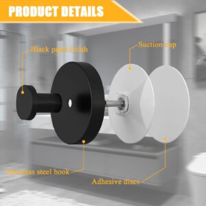 Di yan Two Bathroom Suction Cup Hooks, Matte Black, Suitable for Shower, Bathroom, Glass Door, Mirror, Ceramic Tile Suction Cup Hooks, Luffa, Towel, Jacket, Bathrobe Hook Bracket