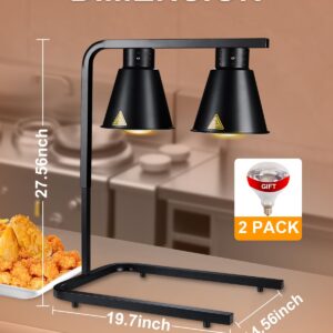 Food Heat Lamp: Commercial Food Warmer Lamp with Free-Standing, Heat Lamp for Food Catering Food Warming Lamp for Buffet Parties, 500W (Painted Black)