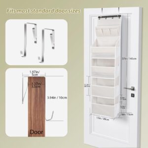 Over Door Hanging Organizer, Oxford Fabric Over Door Organizer with 5 Large Pockets, Anti-Tilt Design for Bedroom, Bathroom, Laundry Room, Pantry, Nursery, Kitchen,Space-Saving Solution(Beige,1 Pack)