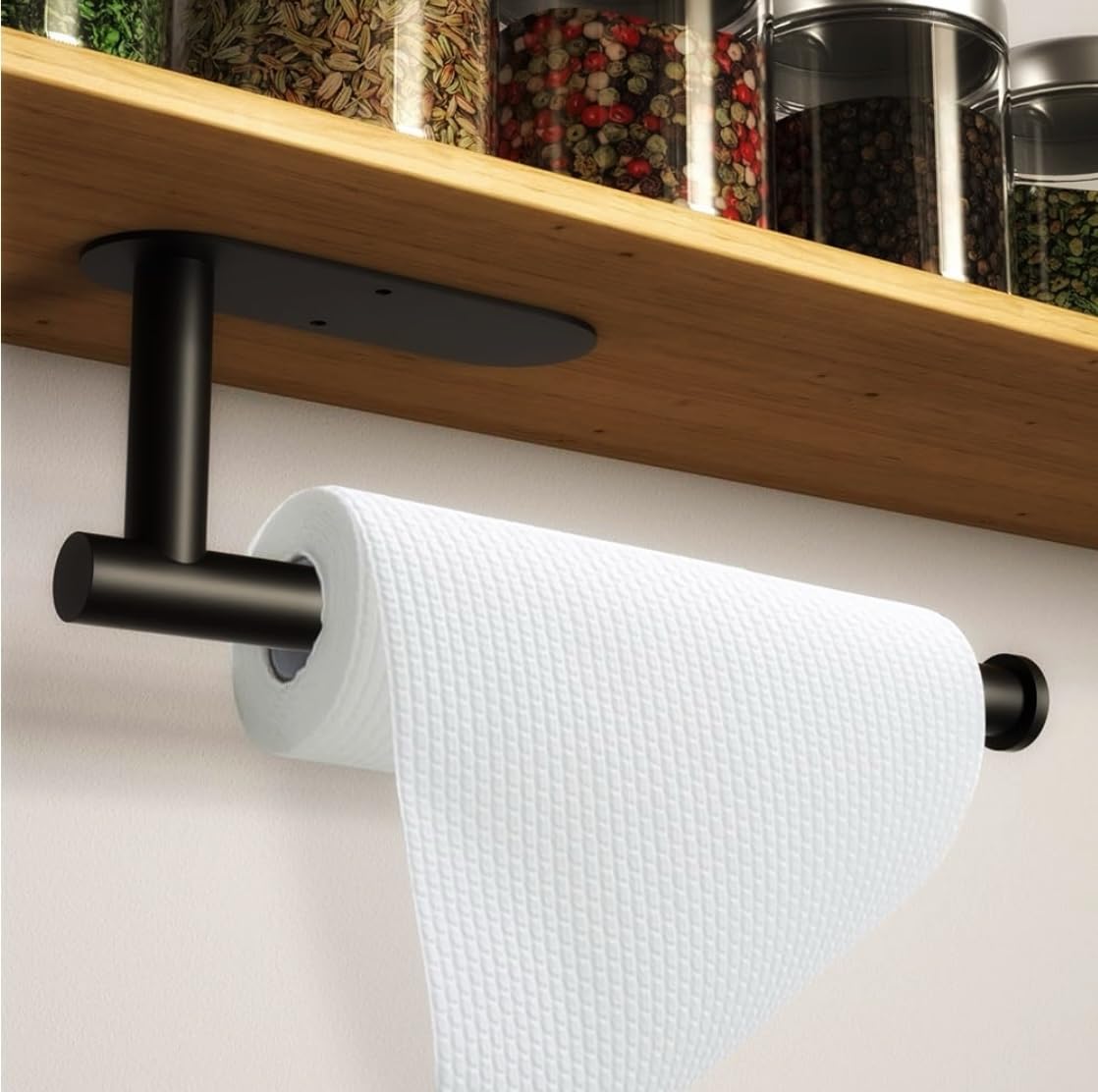 Under Cabinet Paper Towel Holder, Wall Mount for Kitchen: Self Adhesive or Drilling Comes with Screws,SUS304 Stainless Steel.