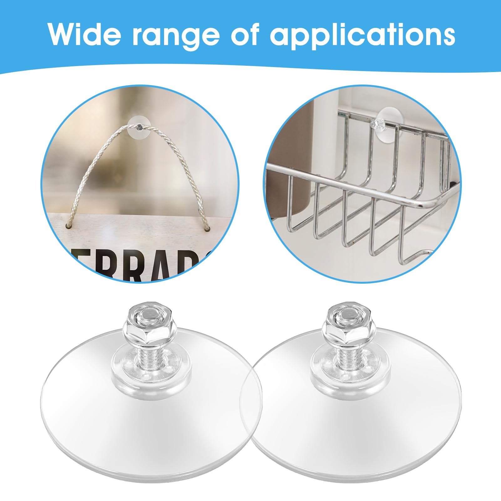 6Pcs Strong Thickened Sucker Suction Cup Table PVC Sucker Pads Clear PVC Sucker Pads Round Threads Suction Cups Extra Strong Adhesive Glass Suction Holder for Outdoor Kitchen Bathroom Window