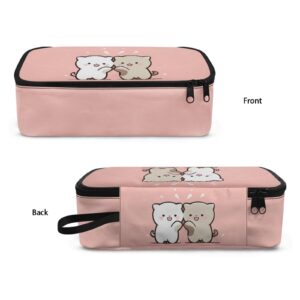 AQYAPTOIY Cute Cat Girls Pencil Case Large Capacity,Pink Pencil Pouch for Kids Adorable Pencil Bag for Preschool Children Portable Pencil Container for Boys Adults Men Handbag Cion Purse