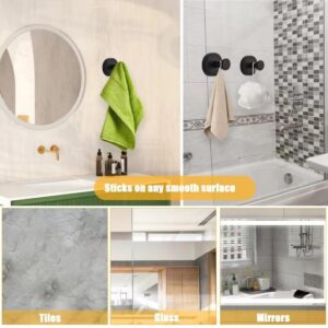 Di yan Two Bathroom Suction Cup Hooks, Matte Black, Suitable for Shower, Bathroom, Glass Door, Mirror, Ceramic Tile Suction Cup Hooks, Luffa, Towel, Jacket, Bathrobe Hook Bracket